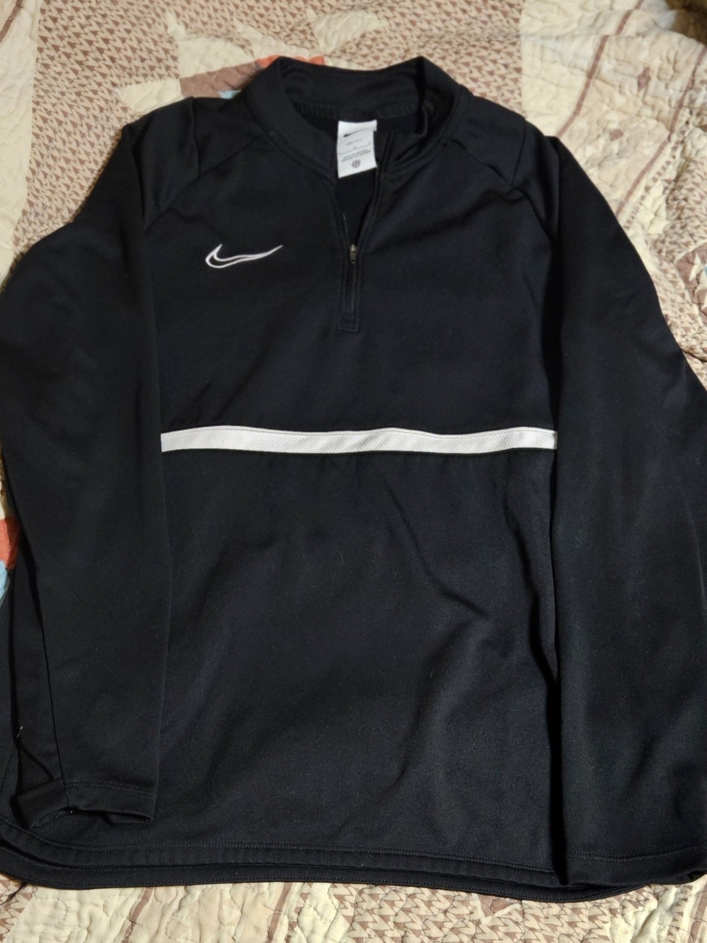 Nike Black Women's Half-Zip Pullover with White Stripe